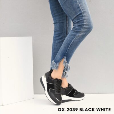 sneakers for woman 2039 - 36, Λευκό-Μαύρο