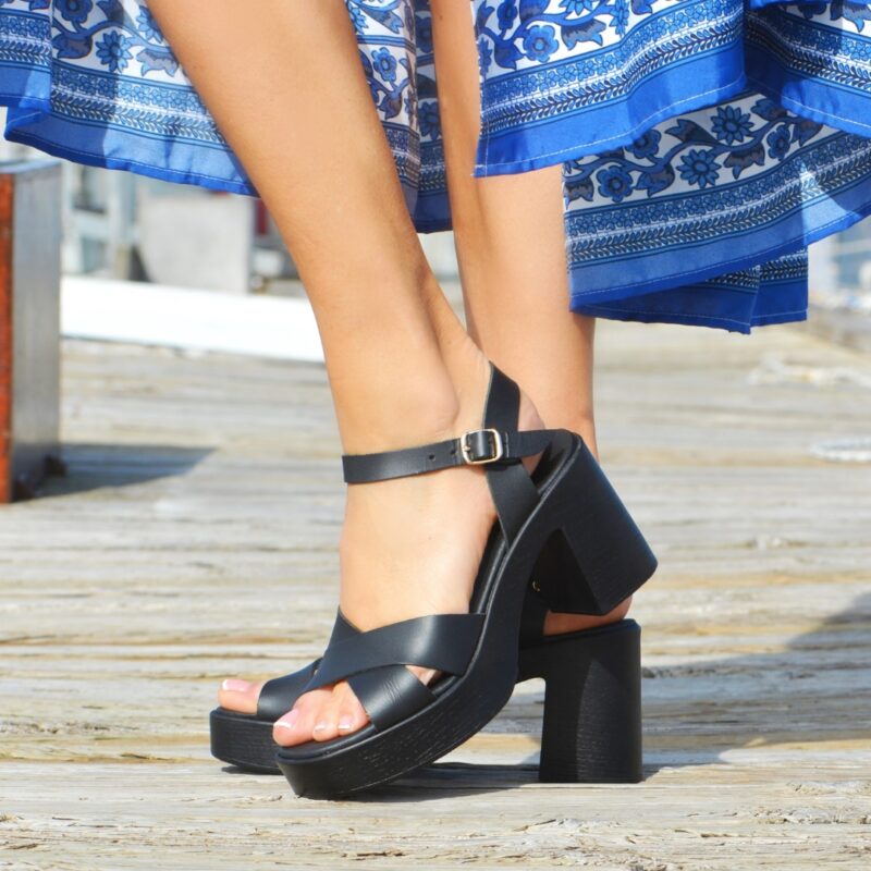 Leather women platform heels 1212 - 36, Κάμελ