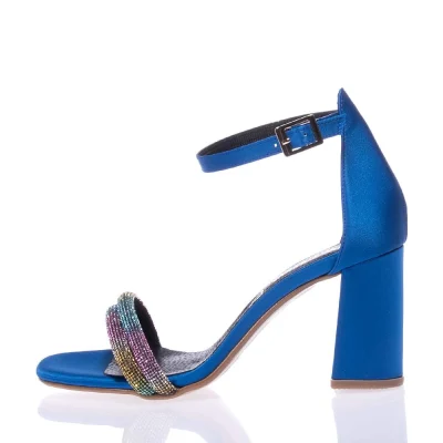 BEATRIS B1890 blue satin heels