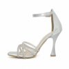 Ηigh satin heels kammenos shoes 6510 - 35, Ασημί