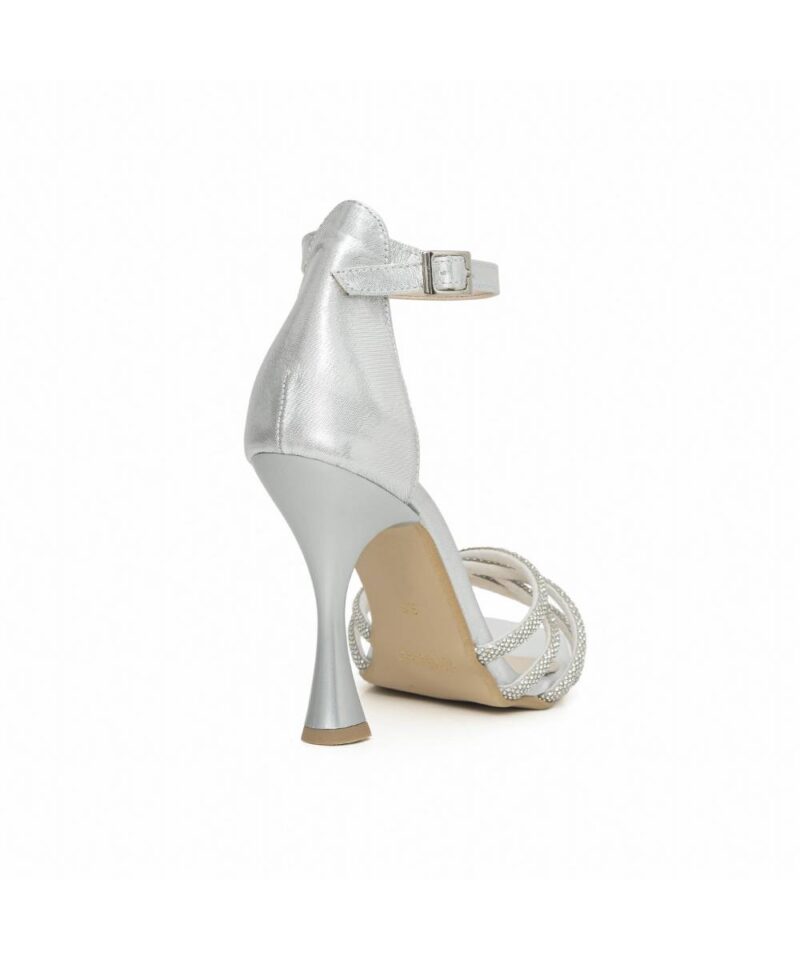 Ηigh satin heels kammenos shoes 6510 - 35, Ασημί