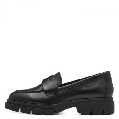 Tamaris leather loafers-24323 BLACK LEATHER