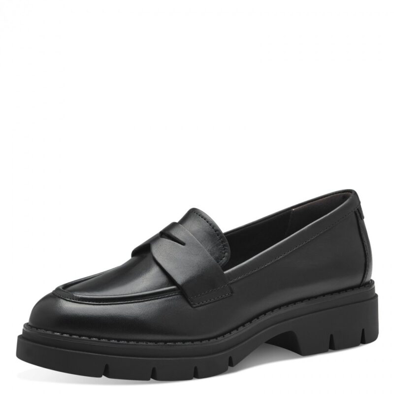 Tamaris leather loafers-24323 BLACK LEATHER