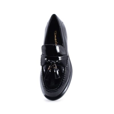 Tamaris leather loafers-24317 BLACK LEATHER