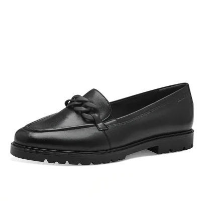 Tamaris leather loafers-24201-41 003 BLACK LEATHER