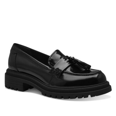 Tamaris leather loafers-24324 BLACK LEATHER