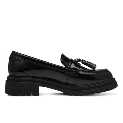 Tamaris leather loafers-24324 BLACK LEATHER