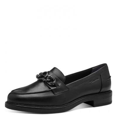 Tamaris leather loafers-24219 BLACK LEATHER