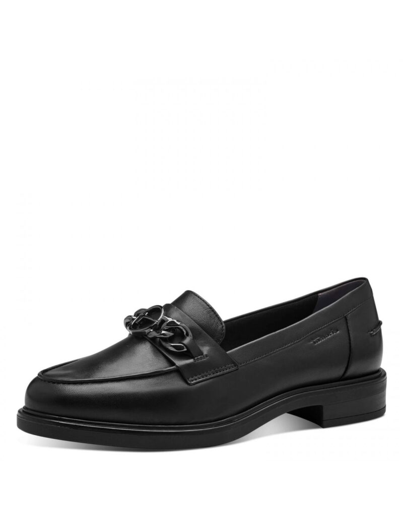 Tamaris leather loafers-24219 BLACK LEATHER