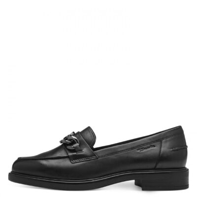 Tamaris leather loafers-24219 BLACK LEATHER