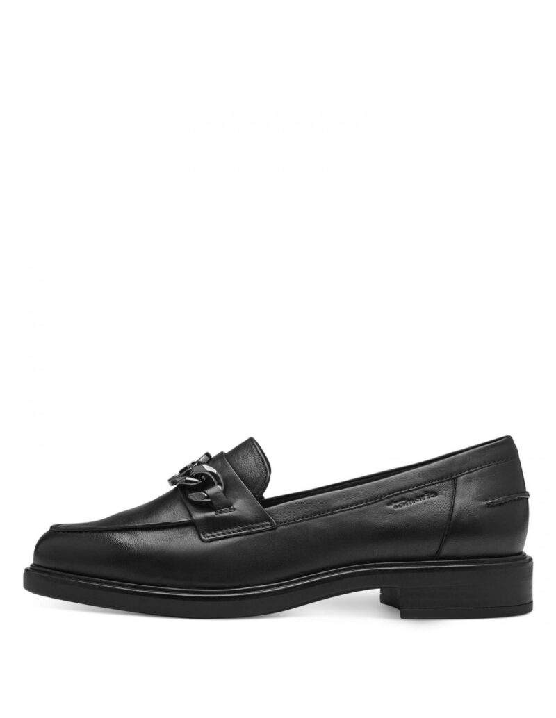 Tamaris leather loafers-24219 BLACK LEATHER