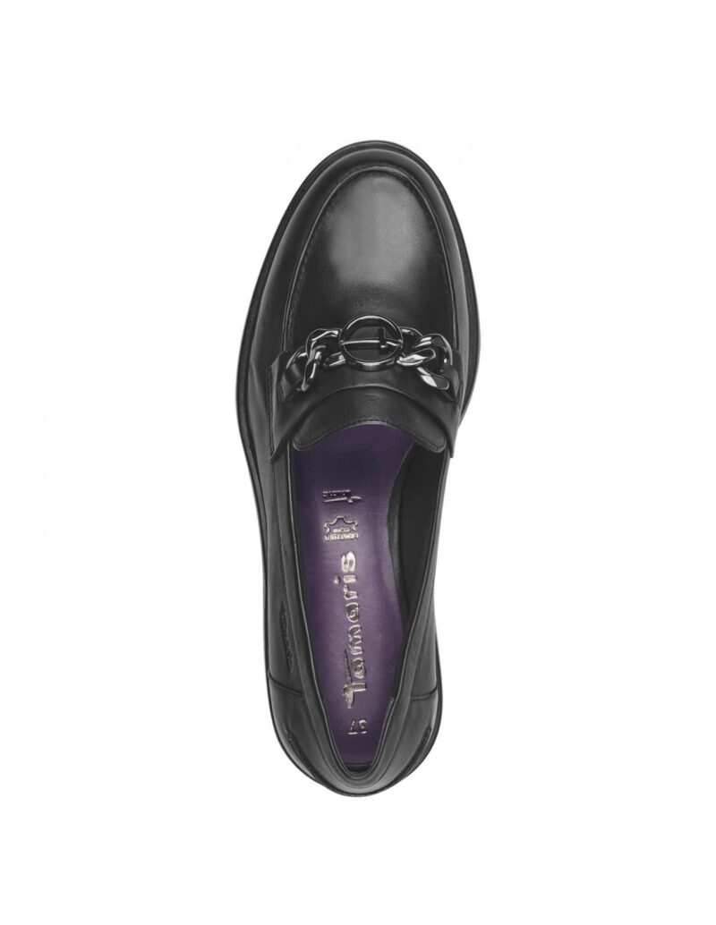 Tamaris leather loafers-24219 BLACK LEATHER