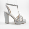 Women leather platform heels 4055 silver
