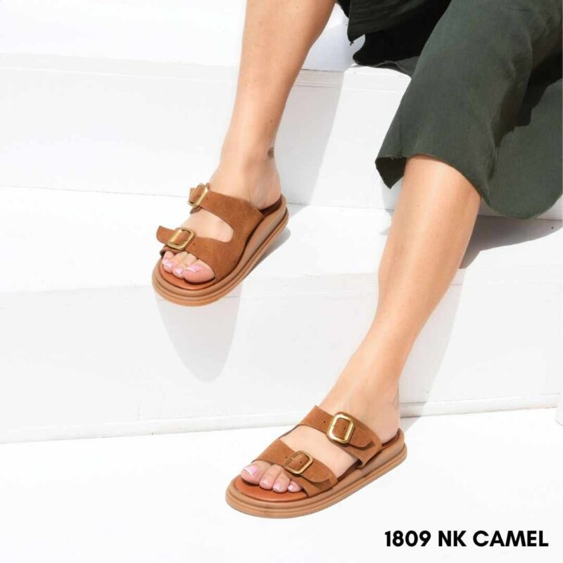 Leather flatform sandals 1809 camel