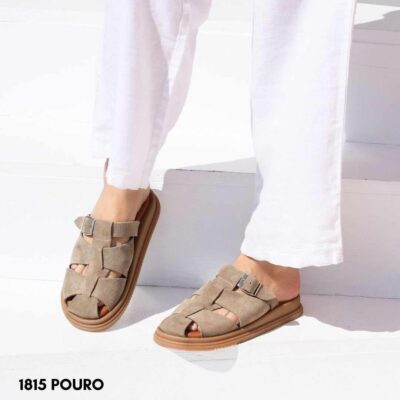Leather flatform sandals 1815 KHAKI