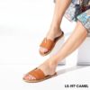 Leather flat sandals L5197 - 36, Μαύρο