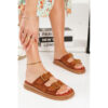 Leather flatform sandals 1809 camel