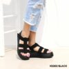 Women leather flatform sandals 2202 black
