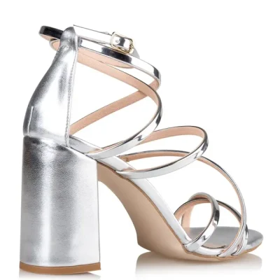 BLOCK HEEL SANDALS 19985 SILVER