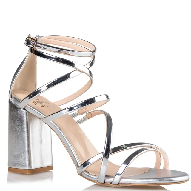 BLOCK HEEL SANDALS 19985 SILVER