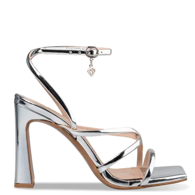 BLOCK HEEL SANDALS 21884 SILVER