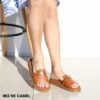 Women leather flatform sandals 1816 camel (Αντιγραφή)