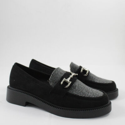Women loafers g484 black suede