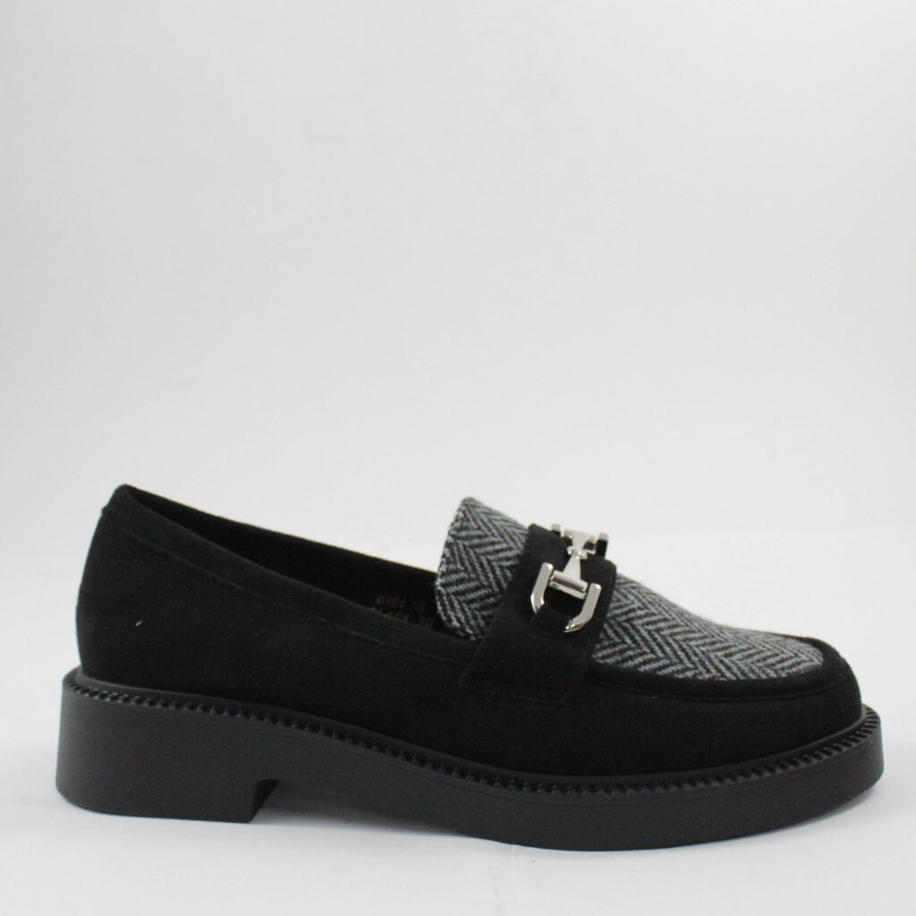 Women loafers g484 black suede