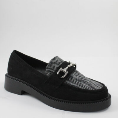 Women loafers g484 black suede