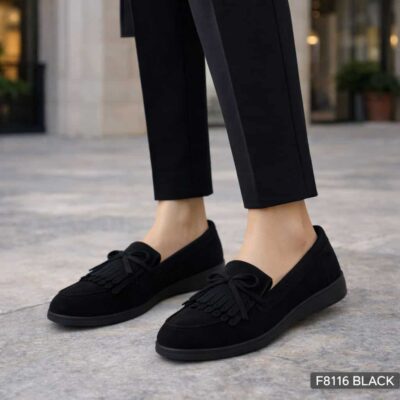 Women leather moccassins f8116 black