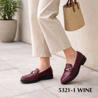 Women leather loafers 5321 bordo