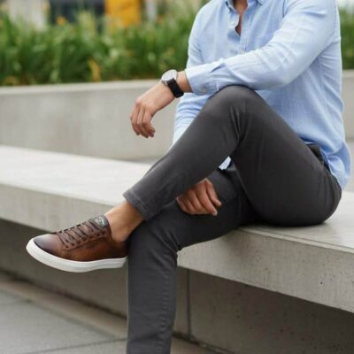 Ανδρικά sneakers σε ταμπά χρώμα decarsdz