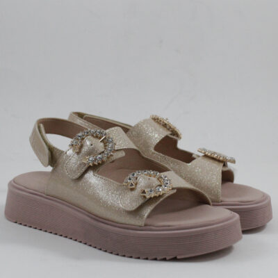 Παιδικά πέδιλα scarpy AK26-88 πλατίνα glitter