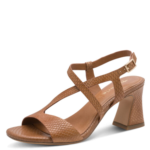 Tamaris Δερμάτινα Πέδιλα1-28369-46 372 Cognac Struct.