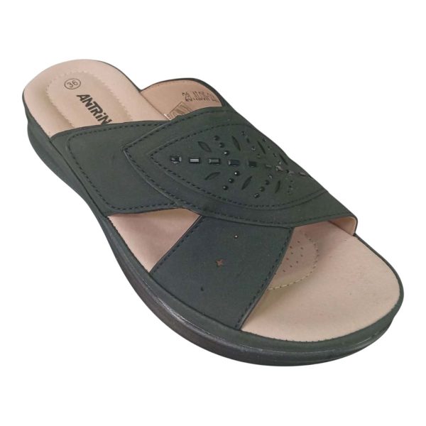 Antrin Γυναικείες Ανατομικές Παντόφλες (Μαύρες) 28.ALON-200