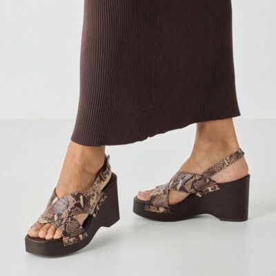 Tamaris 1-28332-46-386 Γυναικεία Σανδάλια – Πλατφόρμες σε Καφέ – Φίδι χρώμα