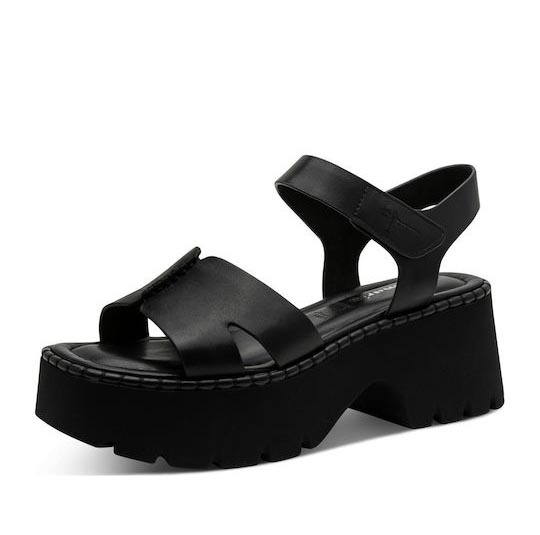 Tamaris 1-28377-46-003 Γυναικεία Πέδιλα από Δέρμα σε Μαύρο χρώμα