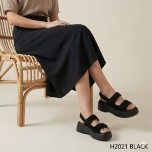 Γυναικεία δερμάτινα flatform sandals 2211 μαύρα