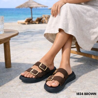Γυναικεία δερμάτινα flatform sandals 1824 black (Αντιγραφή)