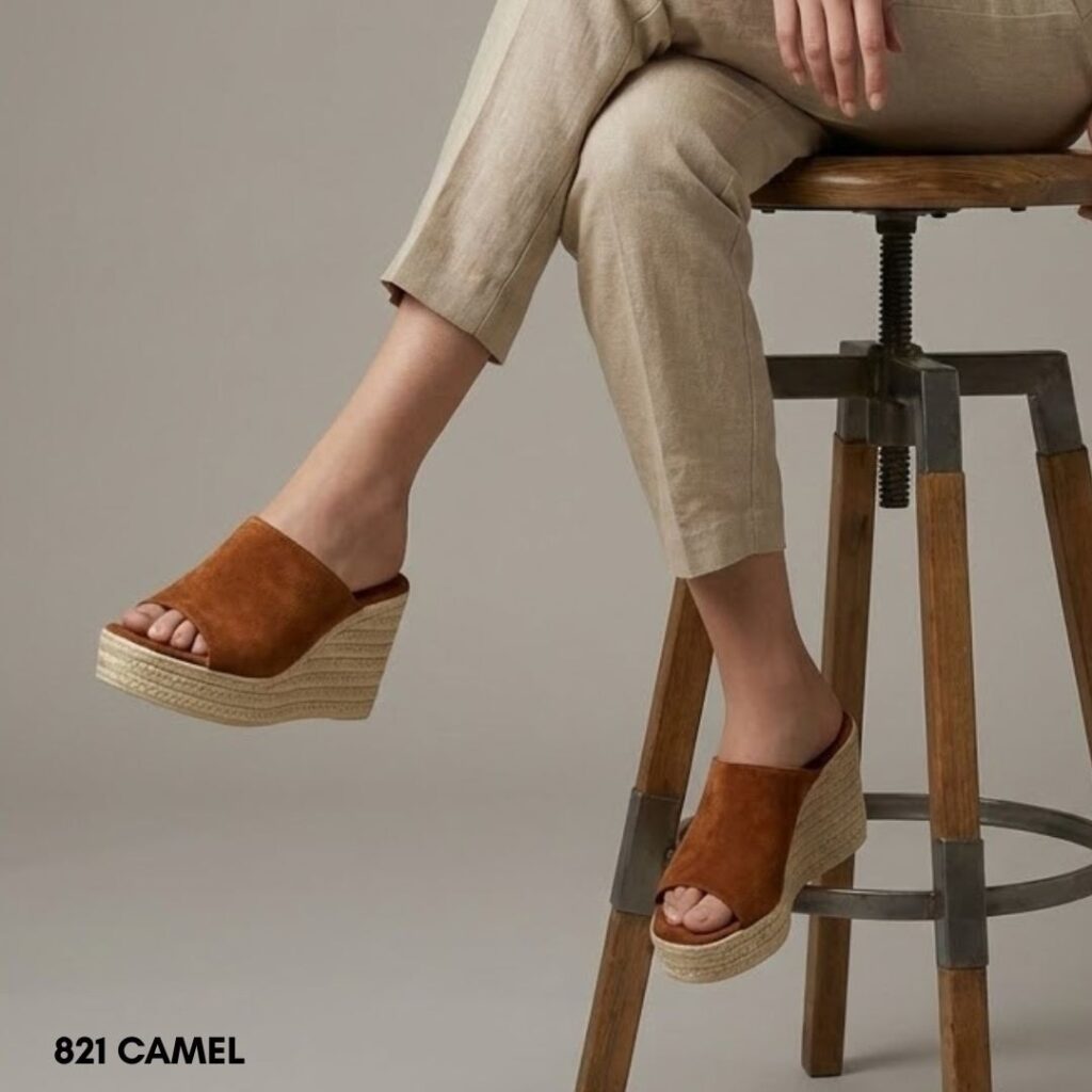 Γυναικείες δερμάτινες πλατφόρμες 821 camel