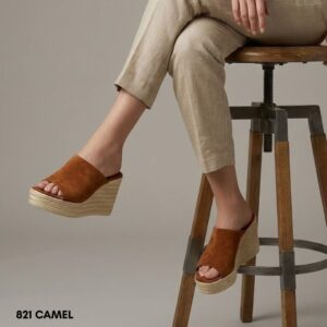 Γυναικείες δερμάτινες πλατφόρμες 821 camel