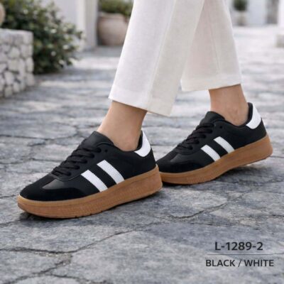 Γυναικεία sneakers 1289 λευκά με μαύρο (Αντιγραφή)