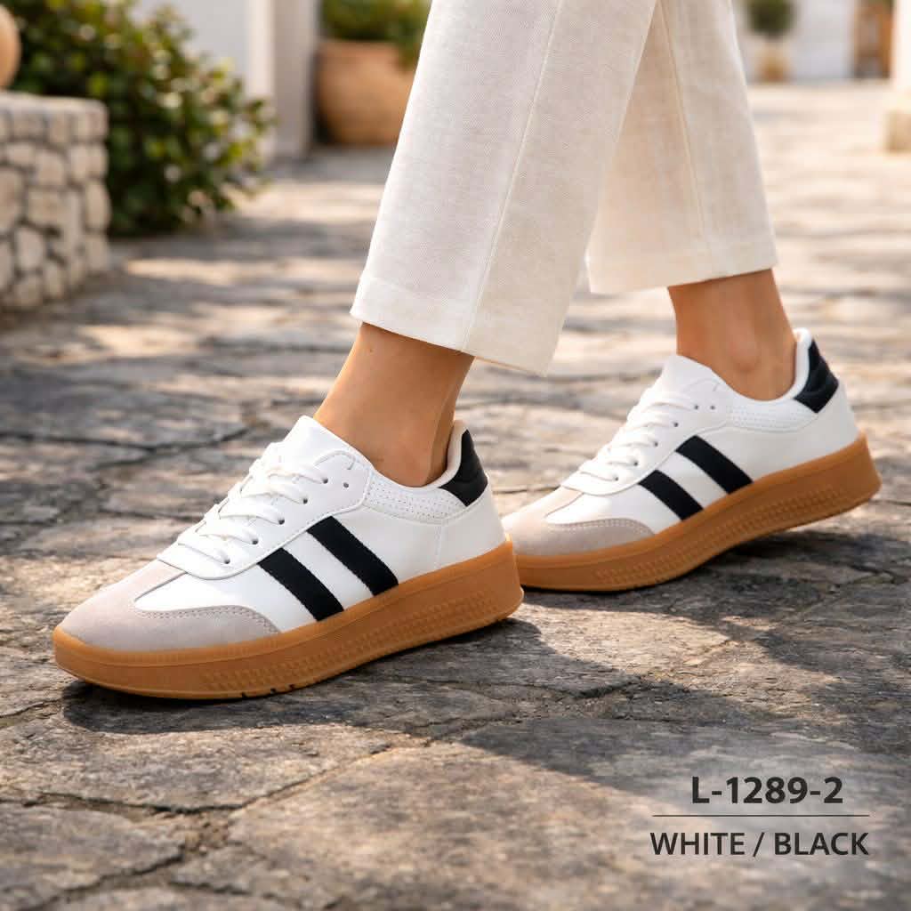 Γυναικεία sneakers 1289 λευκά με μαύρο