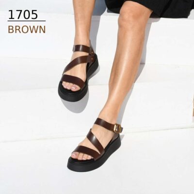 Γυναικεία δερμάτινα flatform sandals 1705