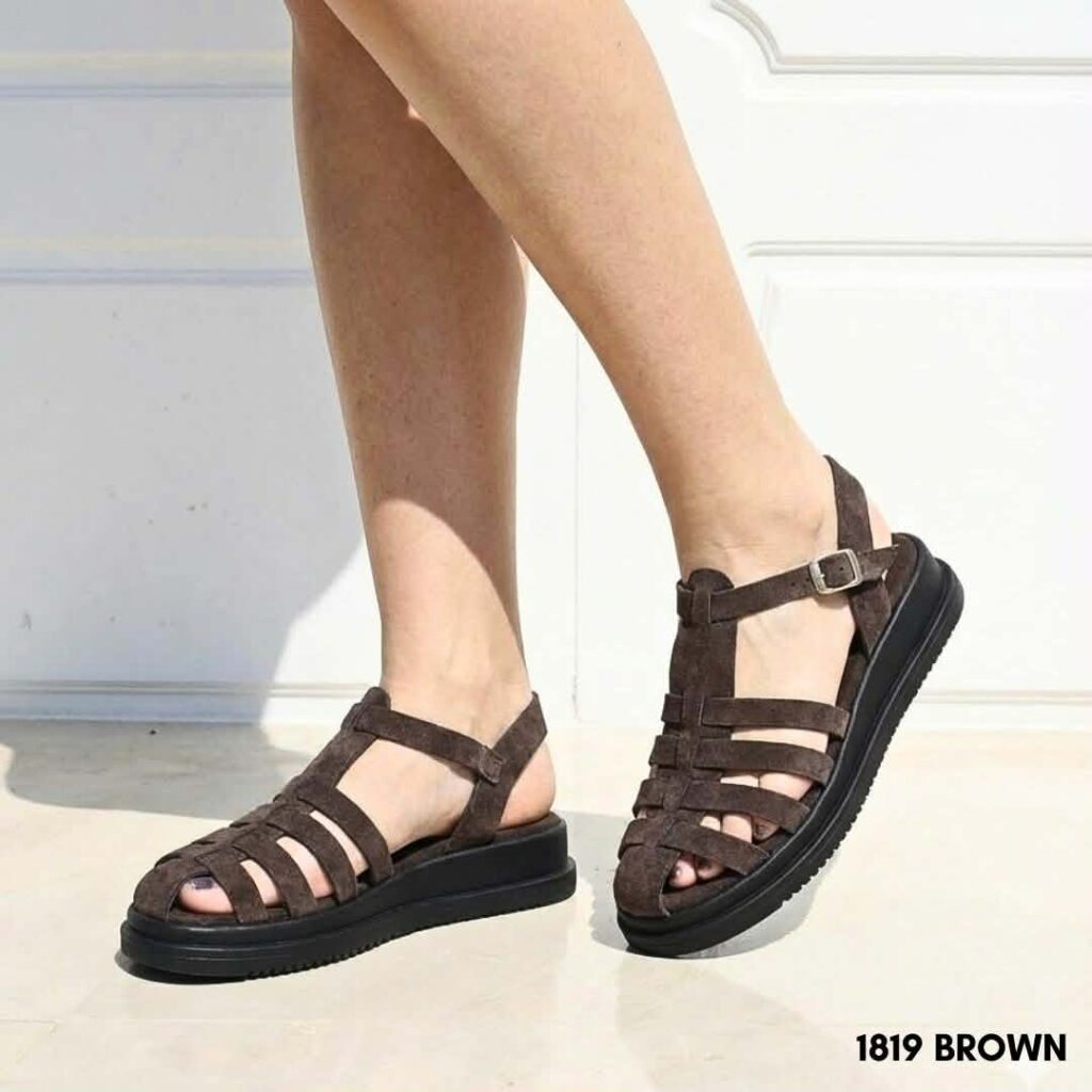 Γυναικεία δερμάτινα fisherman sandals 1819 καφέ