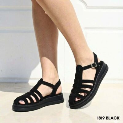 Γυναικεία δερμάτινα fisherman sandals 1819 μαύρα
