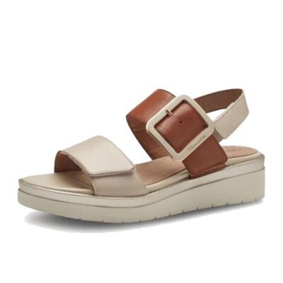 Tamaris Comfort 8-88706-42-414 Ανατομικά Δερμάτινα Πέδιλα σε Ivory Comb. χρώμα