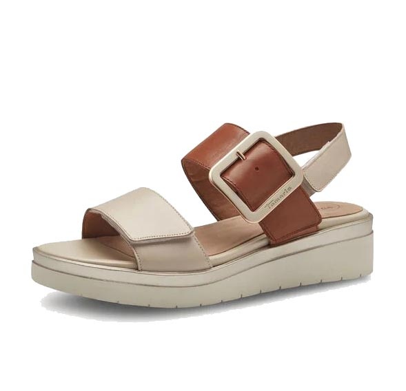 Tamaris Comfort 8-88706-42-414 Ανατομικά Δερμάτινα Πέδιλα σε Ivory Comb. χρώμα