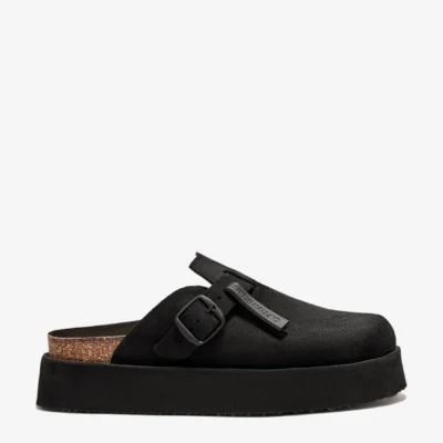 D.FRANKLIN Σανδάλια Clog Platform Suede BLACK dfsh414005