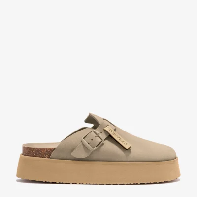 D.FRANKLIN Σανδάλια Clog Platform Suede Taupe dfsh414005